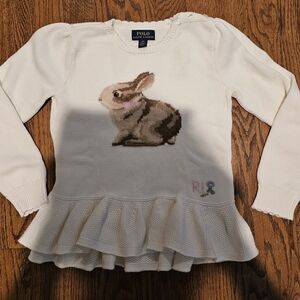 Polo by Ralph Lauren Girls' White Bunny Sweater NWOT'S